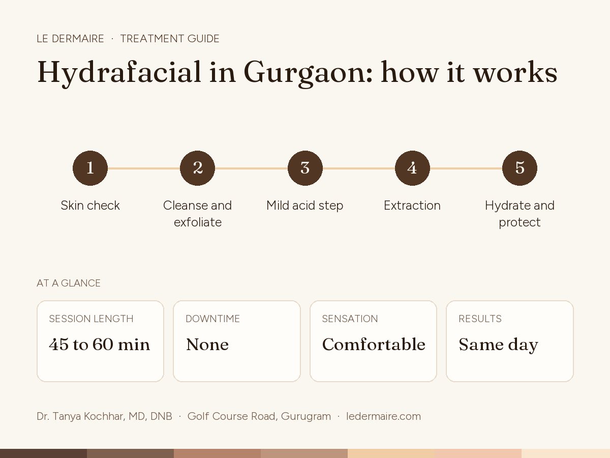 Hydrafacial in Gurgaon at Le Dermaire: how the treatment works, step by step